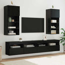 Væghængte TV skabe med LED 2 pcs Sort eg 40,5 x 30 x 90 cm