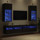 Væghængte TV skabe med LED 2 pcs Sort eg 40,5 x 30 x 90 cm