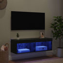 TV vægskab med LED Sort eg 100 x 30 x 30 cm Konstrueret træ