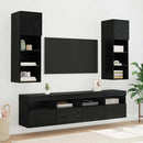 TV vægskab med LED Sort eg 40 x 30 x 40 cm Konstrueret træ