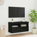 TV vægskab med LED Sort eg 80 x 30 x 40 cm Konstrueret træ