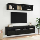 TV vægskab med LED Sort eg 80 x 30 x 40 cm Konstrueret træ