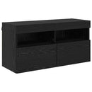 TV vægskab med LED Sort eg 80 x 30 x 40 cm Konstrueret træ