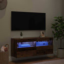 TV vægskab med LED Gammelt træ 100 x 30 x 40 cm Konstrueret træ