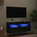 TV vægskab med LED Sort eg 100 x 30 x 40 cm Konstrueret træ