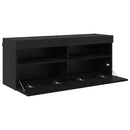 TV vægskab med LED Sort eg 100 x 30 x 40 cm Konstrueret træ