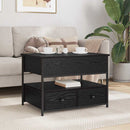 Sofabord med skuffe Sort eg 70 x 50 x 54,5 cm Konstrueret træ