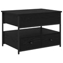 Sofabord med skuffe Sort eg 70 x 50 x 54,5 cm Konstrueret træ