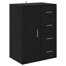Sideboard med skuffe Sort eg 59 x 39 x 80 cm Konstrueret træ