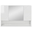 Spejlskab Høj gloss hvid 80 x 17 x 55 cm Konstrueret træ