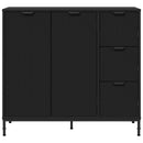 Sideboard med skuffe Sort 89,5 x 33 x 82 cm Konstrueret træ
