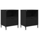 Natskab med skuffe 2 pcs Sort 49 x 36 x 61 cm Konstrueret træ
