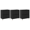 Opbevaringsskab 3 pcs Sort eg 60 x 35 x 70 cm