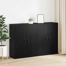 Vægmonteret skab Vægmonteret 2 pcs Sort eg 69,5 x 34 x 90 cm