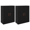 Vægmonteret skab Vægmonteret 2 pcs Sort eg 69,5 x 34 x 90 cm