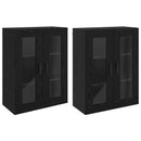 Væghængte skabe 2 pcs Sort eg 69,5 x 34 x 90 cm Konstrueret træ