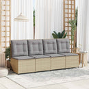 Havemøbelsofa med pude Beige og grå polyrattan