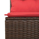 Havemøbelsofa med pude Brun og Rød polyrattan