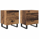 Natskab med skuffe 2 pcs Gammelt træ og sort 40 x 35 x 47,5 cm