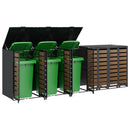 Wheelie Bin Opbevaring til 3 Affaldscontainere Antracit Stål