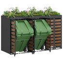 Wheelie Bin Opbevaring til 3 Affaldscontainere Antracit Stål