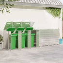 Wheelie Bin Opbevaring til 3 Affaldscontainere Sølv