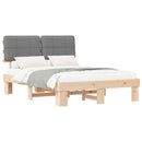 Sengestel med Polstret Hovedgavl Naturfarvet og lysegrå