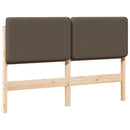 Polstret sengegavl Brun og Taupe 135 cm Massiv fyrretræ