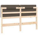 Polstret sengegavl Brun og Taupe 135 cm Massiv fyrretræ