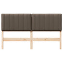 Polstret sengegavl Brun og Taupe 150 cm Massiv fyrretræ