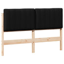 Polstret sengegavl Brun og sort 140 cm Massiv fyrretræ