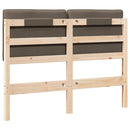 Polstret sengegavl Brun og Taupe 120 cm Massiv fyrretræ
