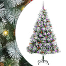 Kunstigt juletræ Grøn og hvid 180 cm PVC og metal og plast