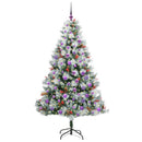 Kunstigt juletræ Grøn og hvid 180 cm PVC og metal og plast