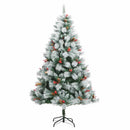 Kunstigt juletræ Grøn og hvid 180 cm PVC og metal og plast
