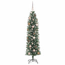 Kunstigt slankt juletræ Grøn og Hvid 150 cm