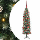 Kunstigt slankt juletræ Grøn og Hvid 150 cm