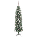 Kunstigt slankt juletræ Grøn og Hvid 150 cm