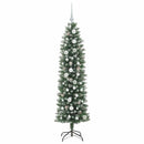Kunstigt slankt juletræ Grøn og Hvid 150 cm