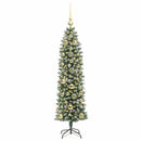 Kunstigt slankt juletræ Grøn og Hvid 150 cm