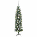 Kunstigt slankt juletræ Grøn og Hvid 150 cm