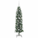 Kunstigt slankt juletræ Grøn og Hvid 150 cm