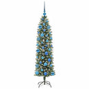 Kunstigt slankt juletræ Grøn og Hvid 150 cm