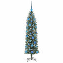 Kunstigt slankt juletræ Grøn og Hvid 150 cm