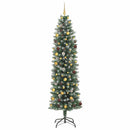 Kunstigt slankt juletræ Grøn og Hvid 240 cm