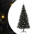 Juletræ med LED-lys Sort 180 cm PVC og Stål