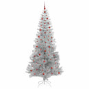 Juletræ med LED-lys Sølv 240 cm PET og stål