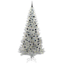 Juletræ med LED-lys Sølv 240 cm PET og stål
