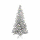 Juletræ med LED-lys Sølv 240 cm PET og stål