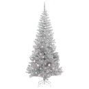 Juletræ med LED-lys Sølv 240 cm PET og stål